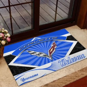 Iconic Speed Machine Doormat, Automotive Logo Style Floor Mat CAR190 - Blue