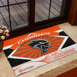 Sporty Four-Door Doormat, Durable Auto-Inspired Rug for Garage or Home Entry CAR190 - Orange