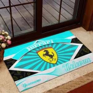 Track-Ready Sports Car Doormat, Durable Auto-Inspired Rug for Garage or Home Entry CAR190 - Cyan