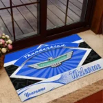 Old-School Touring Car Doormat, Durable Auto-Inspired Rug for Garage or Home Entry CAR190 - Blue