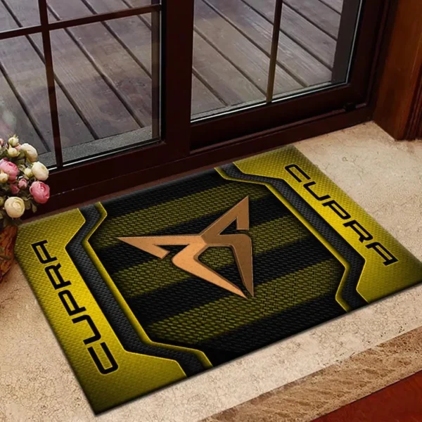 Speed-Oriented Automobile Doormat, Automotive Logo Style Floor Mat CAR197 - Yellow
