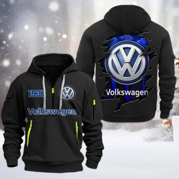 Compact Vehicle Hoodie Half Zipper, All Over Print Hoodie Gift For Compact Vehicle Enthusiasts CAR198 - Black
