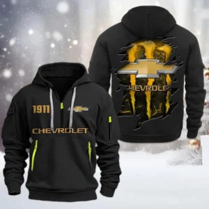 Popular US Car Hoodie Half Zipper, All Over Print Hoodie Gift For Popular US Car Enthusiasts CAR198 - Black