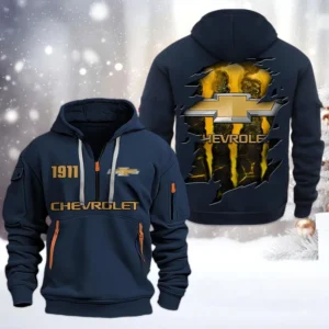 Popular US Car Hoodie Half Zipper, All Over Print Hoodie Gift For Popular US Car Enthusiasts CAR198 - Navy