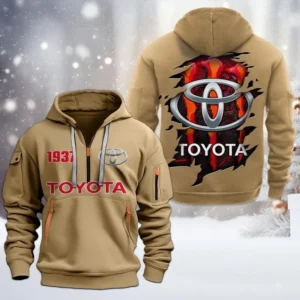 Hoodie Half Zipper Exclusive Logo Gift For Adventure Pickup Truck Enthusiasts CAR198 - Khaki