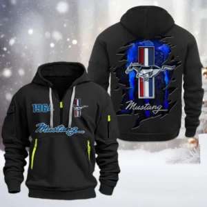 Hoodie Half Zipper Exclusive Logo Gift For High-Performance Vehicle Enthusiasts CAR198 - Black