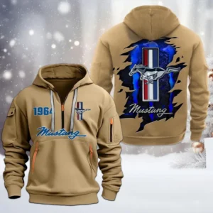 High-Performance Vehicle Hoodie Half Zipper, All Over Print Hoodie Gift For High-Performance Vehicle Enthusiasts CAR198 - Khaki
