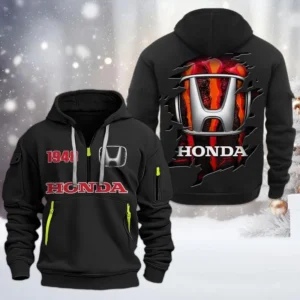 Touring Bike Hoodie Half Zipper, All Over Print Hoodie Gift For Touring Bike Enthusiasts CAR198 - Black