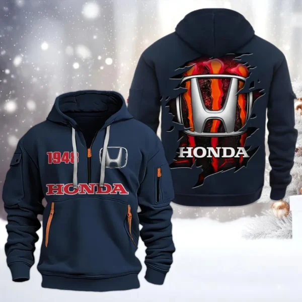 Street Racer Hoodie Half Zipper, All Over Print Hoodie Gift For Street Racer Enthusiasts CAR198 - Navy