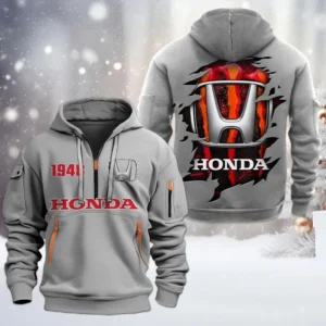 Off-Road Bike Hoodie Half Zipper, All Over Print Hoodie Gift For Off-Road Bike Enthusiasts CAR198 - Gray