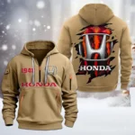 Hoodie Half Zipper Exclusive Logo Gift For Touring Bike Enthusiasts CAR198 - Khaki