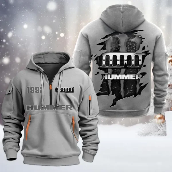 Rugged Utility Auto Hoodie Half Zipper, All Over Print Hoodie Gift For Rugged Utility Auto Enthusiasts CAR198 - Gray