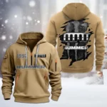 Military-Style Vehicle Hoodie Half Zipper, All Over Print Hoodie Gift For Military-Style Vehicle Enthusiasts CAR198 - Khaki