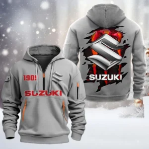 Speed Demon Bike Hoodie Half Zipper, All Over Print Hoodie Gift For Speed Demon Bike Enthusiasts CAR198 - Gray