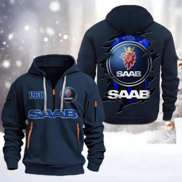 Hoodie Half Zipper Exclusive Logo Gift For Outdoor Lifestyle Car Enthusiasts CAR198 - Navy