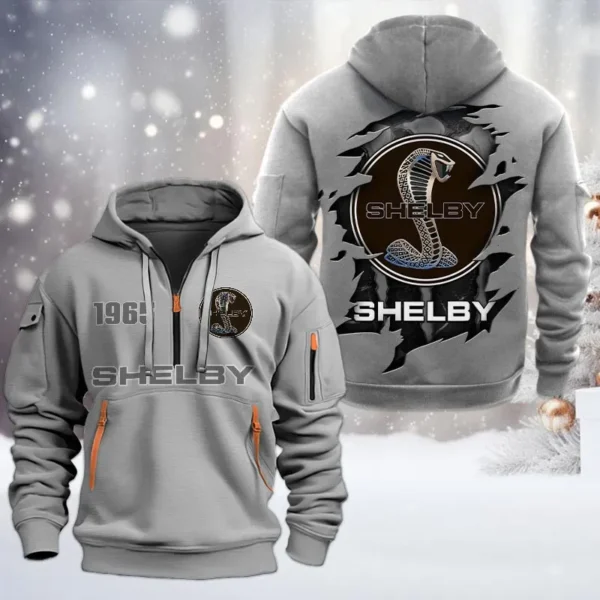 Vintage Ride Truck Hoodie Half Zipper, All Over Print Hoodie Gift For Vintage Ride Truck Enthusiasts CAR198 - Gray