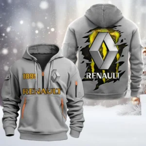 Hoodie Half Zipper Exclusive Logo Gift For Affordable Auto Enthusiasts CAR198 - Gray