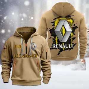 Hoodie Half Zipper Exclusive Logo Gift For Everyday Ride Enthusiasts CAR198 - Khaki