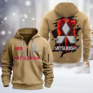 Hoodie Half Zipper Exclusive Logo Gift For Urban Compact Enthusiasts CAR198 - Khaki