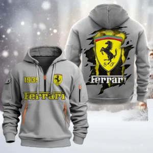Hoodie Half Zipper Exclusive Logo Gift For Premium Sports Car Enthusiasts CAR198 - Gray