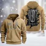 Hoodie Half Zipper Exclusive Logo Gift For Premium Road Car Enthusiasts CAR198 - Khaki
