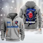 Hoodie Half Zipper Exclusive Logo Gift For Big Rig Enthusiasts CAR198 - Gray
