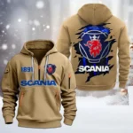 Hoodie Half Zipper Exclusive Logo Gift For Heavy Hauler Enthusiasts CAR198 - Khaki