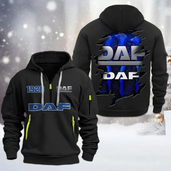 Heavy Hauler Hoodie Half Zipper, Exclusive Logo Hoodie For Heavy Hauler Enthusiasts CAR198 - Black