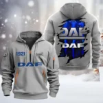 Hoodie Half Zipper Exclusive Logo Gift For Heavy Truck Enthusiasts CAR198 - Gray