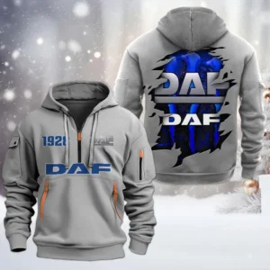 Hoodie Half Zipper Exclusive Logo Gift For Heavy Truck Enthusiasts CAR198 - Gray