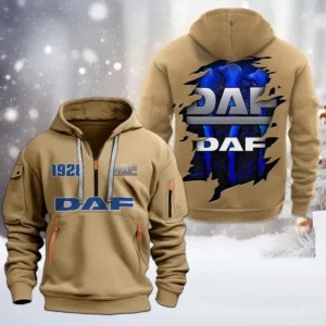 Hoodie Half Zipper Exclusive Logo Gift For Big Rig Enthusiasts CAR198 - Khaki