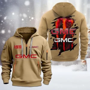 Hoodie Half Zipper Exclusive Logo Gift For Off-Road Truck Enthusiasts CAR198 - Khaki