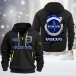 Swedish Car Brand Hoodie Half Zipper, Exclusive Logo Hoodie For Swedish Car Brand Enthusiasts CAR198 - Black