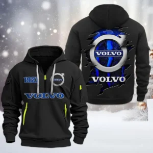Swedish Car Brand Hoodie Half Zipper, Exclusive Logo Hoodie For Swedish Car Brand Enthusiasts CAR198 - Black