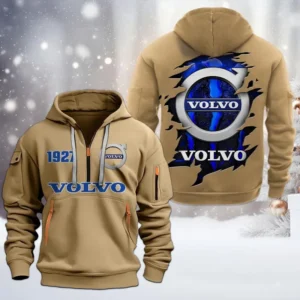 Hoodie Half Zipper Exclusive Logo Gift For Premium European Ride Enthusiasts CAR198 - Khaki