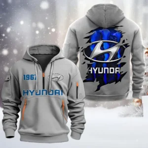 Hoodie Half Zipper Exclusive Logo Gift For Mid-Size Vehicle Enthusiasts CAR198 - Gray