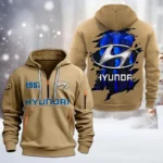Hoodie Half Zipper Exclusive Logo Gift For Sedan Enthusiasts CAR198 - Khaki