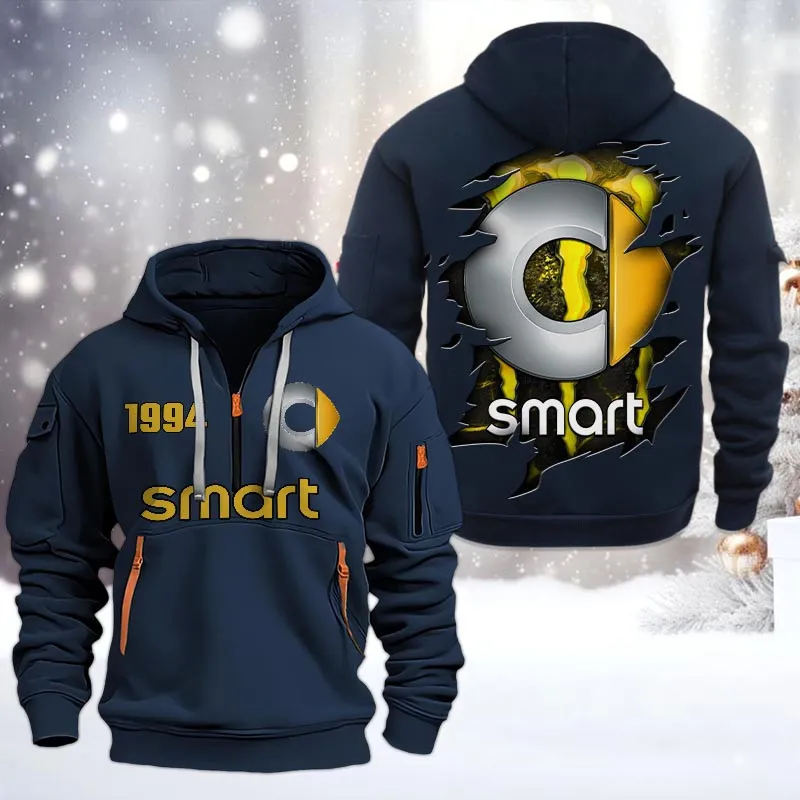 Hoodie Half Zipper Exclusive Logo Gift For Practical Small Car Enthusiasts CAR198 - Navy