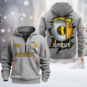 Hoodie Half Zipper Exclusive Logo Gift For Compact City Car Enthusiasts CAR198 - Gray