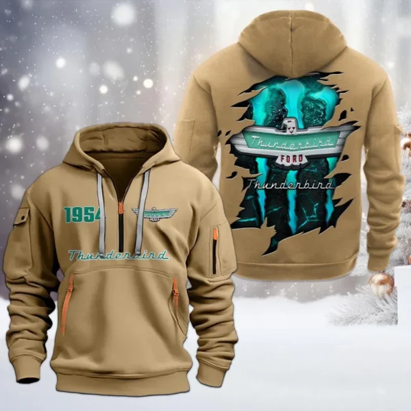Hoodie Half Zipper Exclusive Logo Gift For Fastback Coupe Enthusiasts CAR198 - Khaki