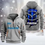 Hoodie Half Zipper Exclusive Logo Gift For Pony Car Enthusiasts CAR198 - Gray