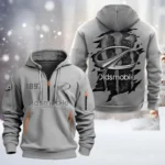 Hoodie Half Zipper Exclusive Logo Gift For Auto High-End Enthusiasts CAR198 - Gray