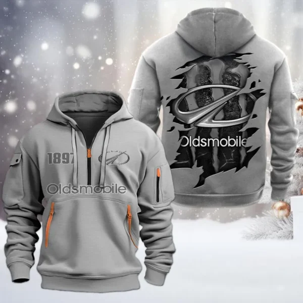 Hoodie Half Zipper Exclusive Logo Gift For Auto High-End Enthusiasts CAR198 - Gray