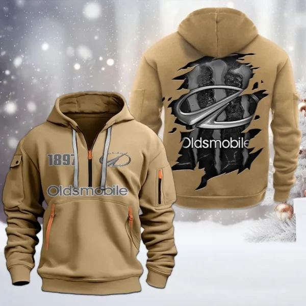 Full-Size Luxury Auto Hoodie Half Zipper, All Over Print Hoodie Gift For Full-Size Luxury Auto Enthusiasts CAR198 - Khaki