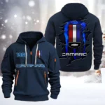 Hoodie Half Zipper Exclusive Logo Gift For American Pony Car Enthusiasts CAR198 - Navy