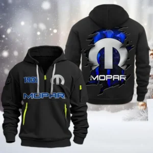 Vintage Car Tuning Hoodie Half Zipper, All Over Print Hoodie Gift For Vintage Car Tuning Enthusiasts CAR198 - Black