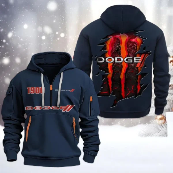 Muscle Car Hoodie Half Zipper, All Over Print Hoodie Gift For Muscle Car Enthusiasts CAR198 - Navy