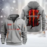 Muscle Car Hoodie Half Zipper, All Over Print Hoodie Gift For Muscle Car Enthusiasts CAR198 - Gray
