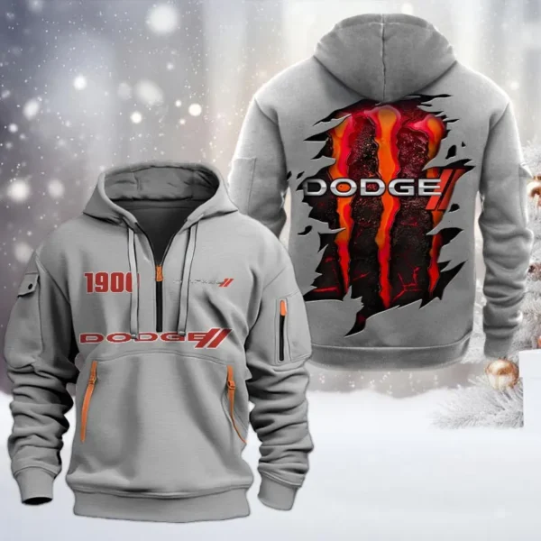 Muscle Car Hoodie Half Zipper, All Over Print Hoodie Gift For Muscle Car Enthusiasts CAR198 - Gray