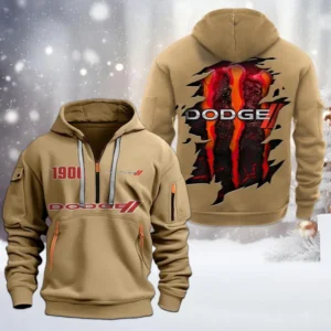 Hoodie Half Zipper Exclusive Logo Gift For Muscle Car Enthusiasts CAR198 - Khaki